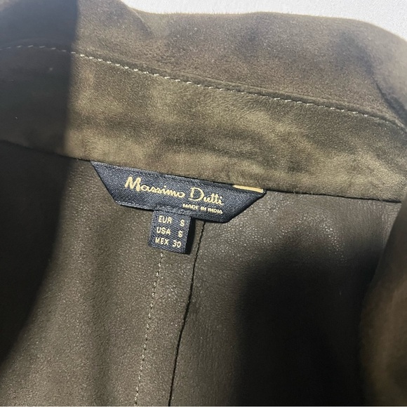 Massimo Dutti Women’s Size Small Olive 100% Sheep Leather Super Soft Suede EUC - Picture 8 of 16